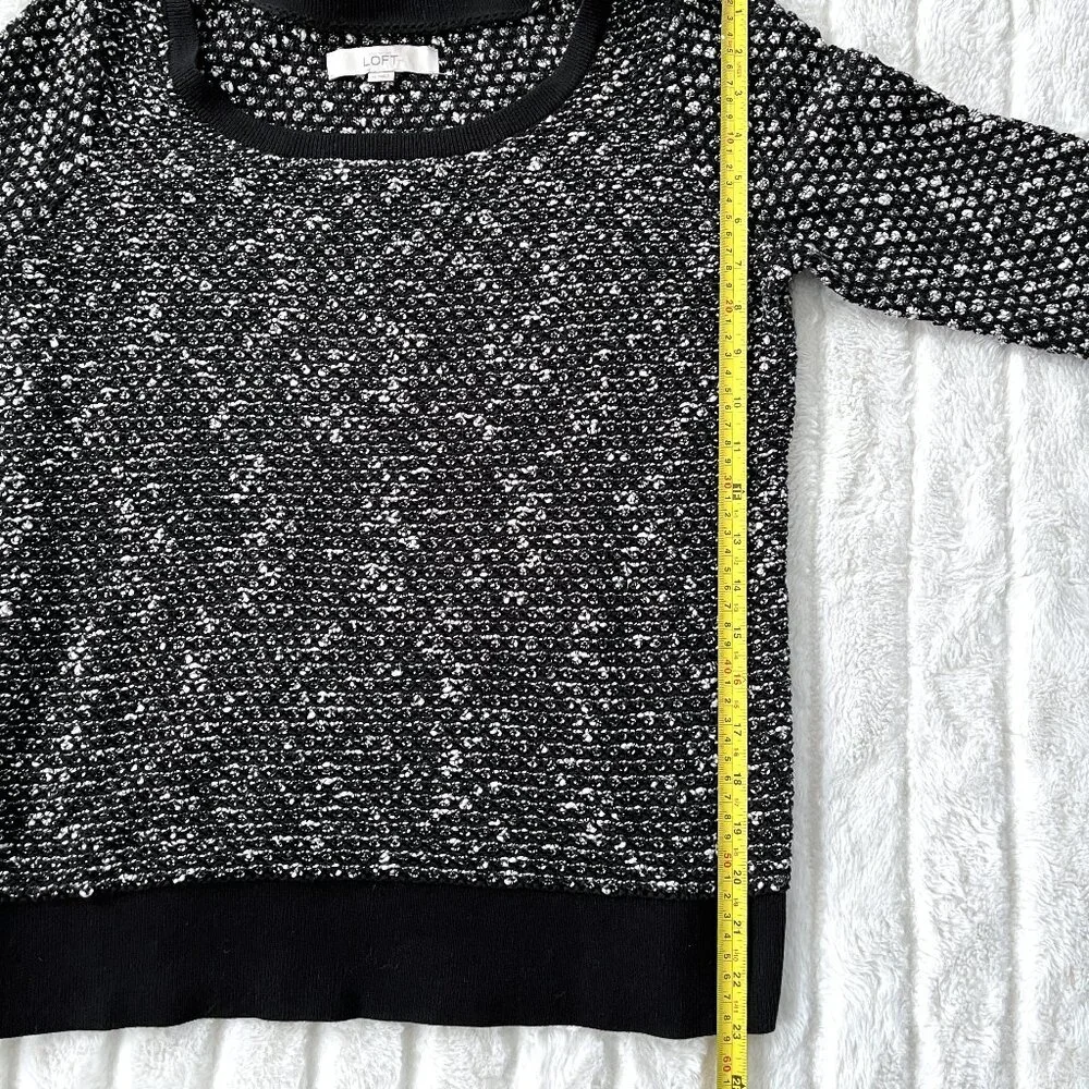 LOFT Textured Knit Sweater (Black/White) M